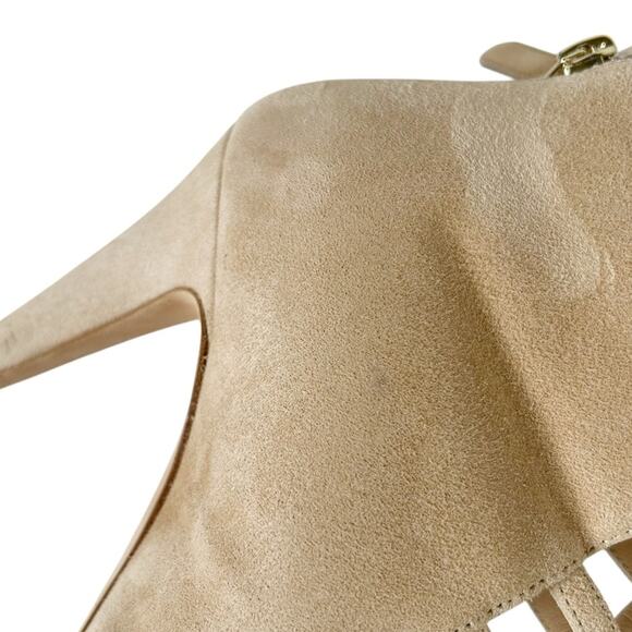 CHANEL Pearl Caged Open Toe Heeled Suede Ankle Boot Sandals - Picture 12 of 12